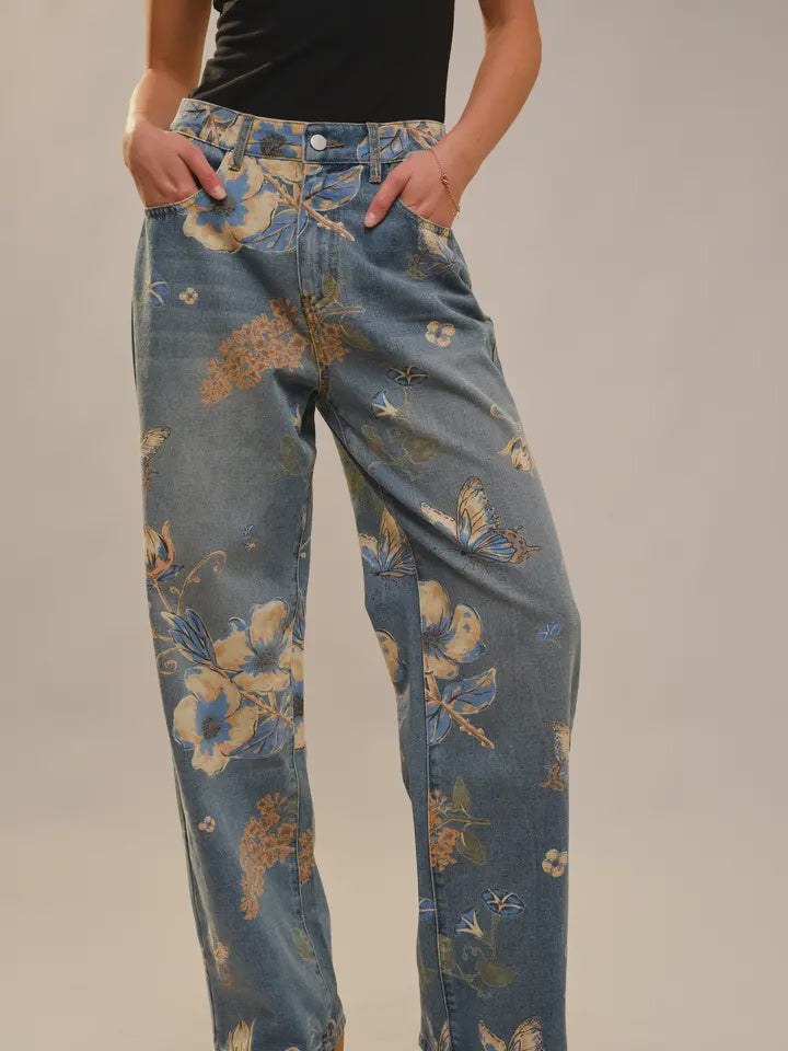Floral print Wide leg Jean