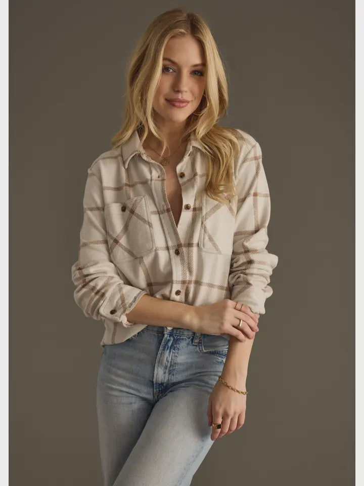 Beige & brown Button up