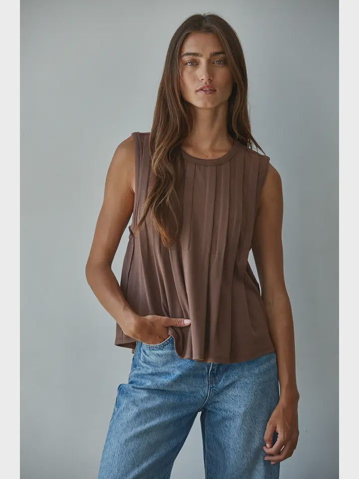 Brown Knit tank jersey flowy