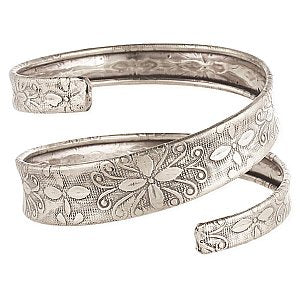 Silver Embossed Spiral Wrap Bracelet