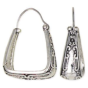 Vintage Rectangle Silver Hoop Earrings