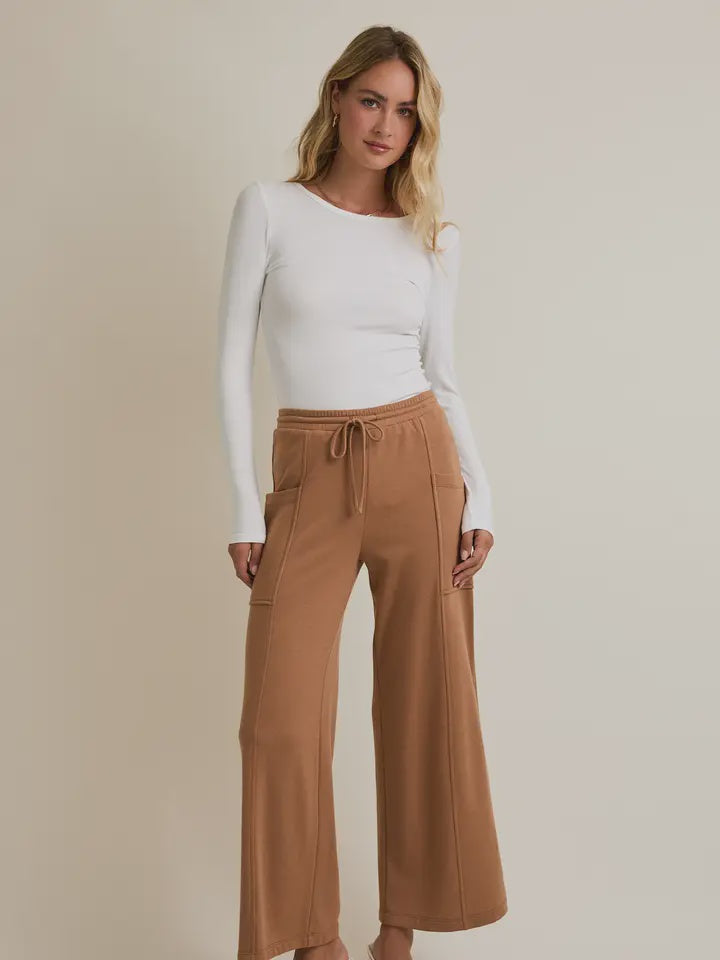 Drawstring Side Pocket Detail Sweatpants Mocha